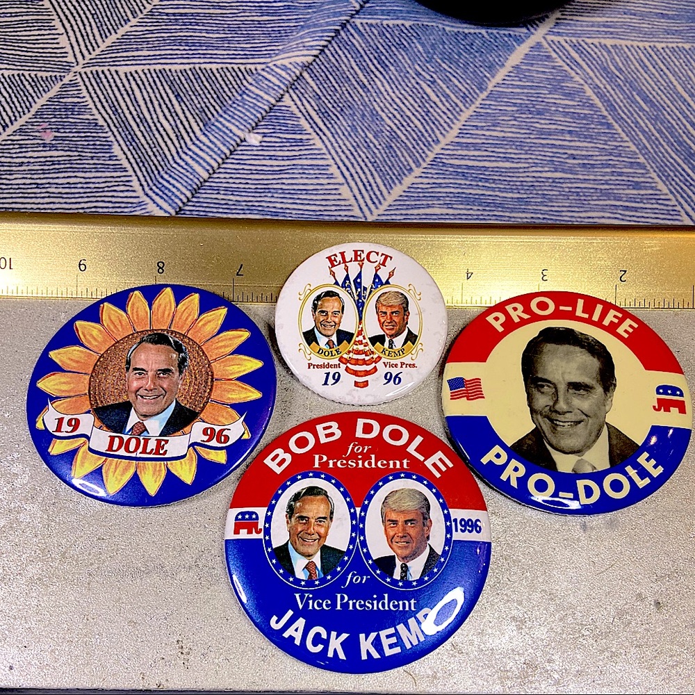 4 Vintage 1996 Bob Dole Campaign Buttons